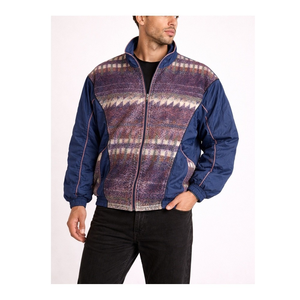 Vintage 90s Gorpcore OutBrook Colorblock Fleece‎ Lined Jacket Abstract Print